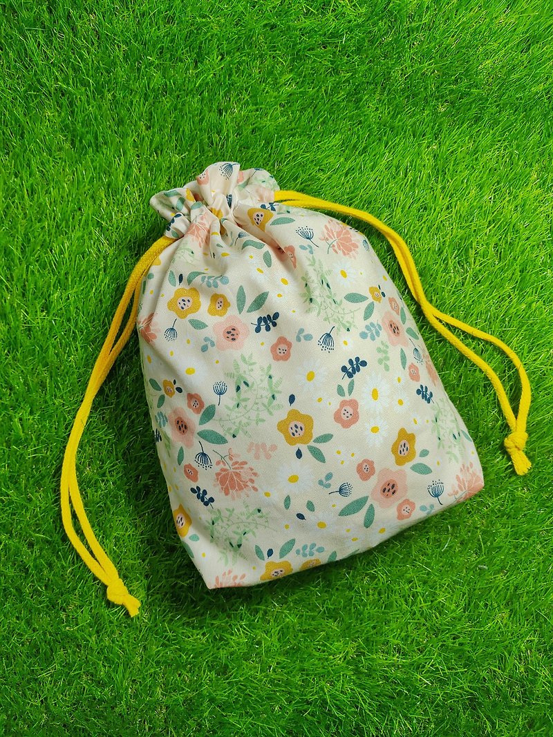手工束口袋-小花园 - 背包/袋子 - 棉．麻 