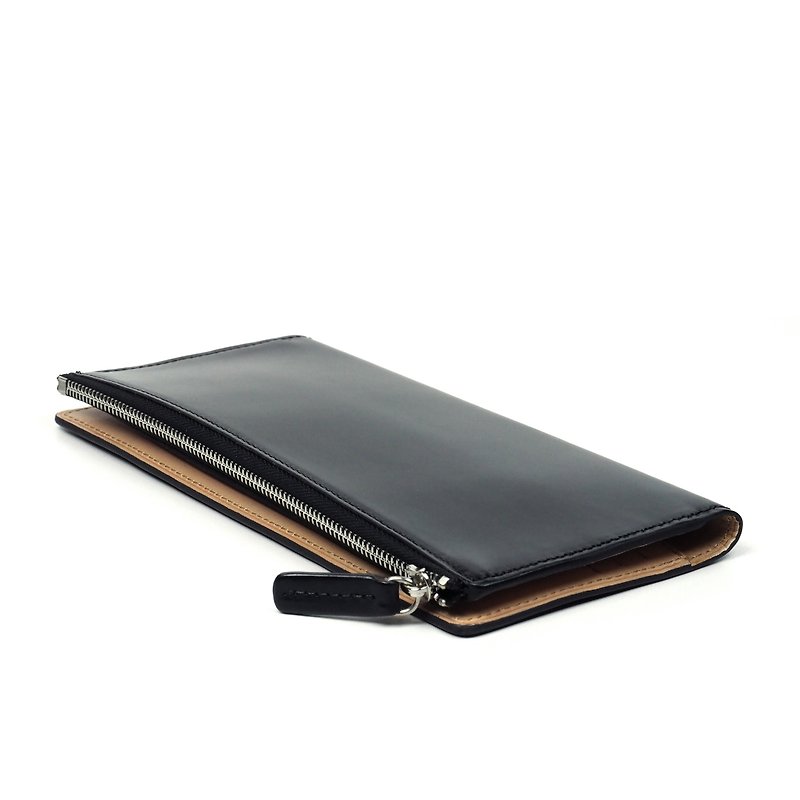 Long purse /Granite BLACK - 皮夹/钱包 - 真皮 黑色