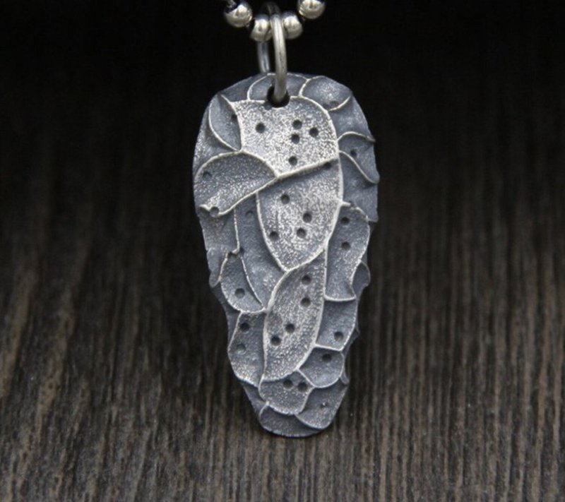 Real S925 Sterling Silver Men Cool Aerolite Design Pendant Necklaces - 长链 - 纯银 银色