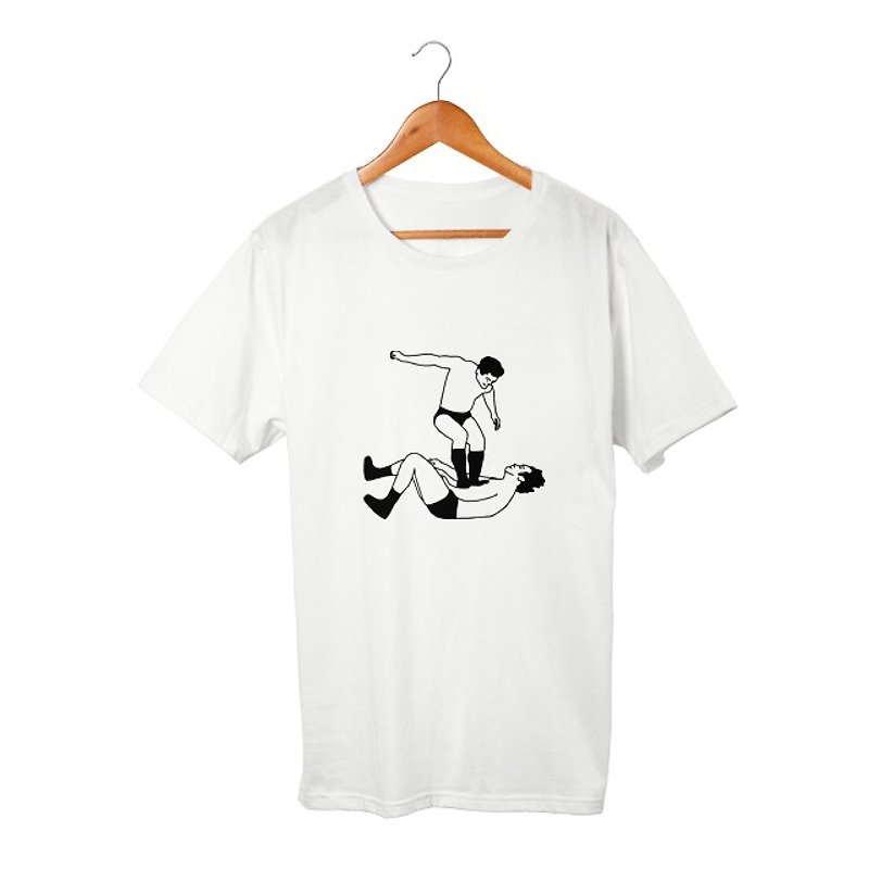 フットスタンプ T-shirt - 中性连帽卫衣/T 恤 - 棉．麻 白色