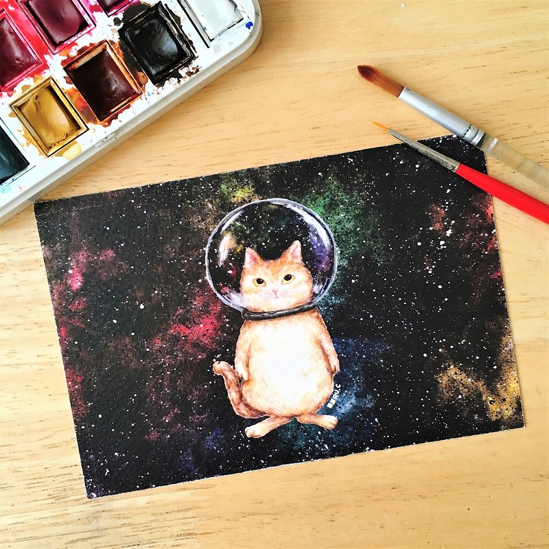 玻璃球猫猫 太空猫 宇宙猫 明信片 - 卡片/明信片 - 纸 多色