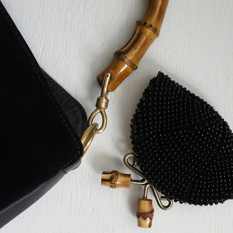 Ba-ba handmade Beads crochet coinpurse No.1281 - 化妆包/杂物包 - 其他材质 黑色