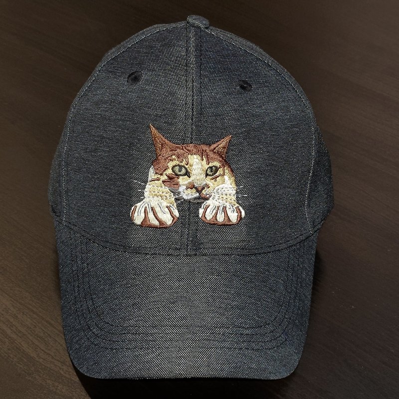 3猫小铺猫咪图案电绣帽-懒懒猫 - 帽子 - 棉．麻 