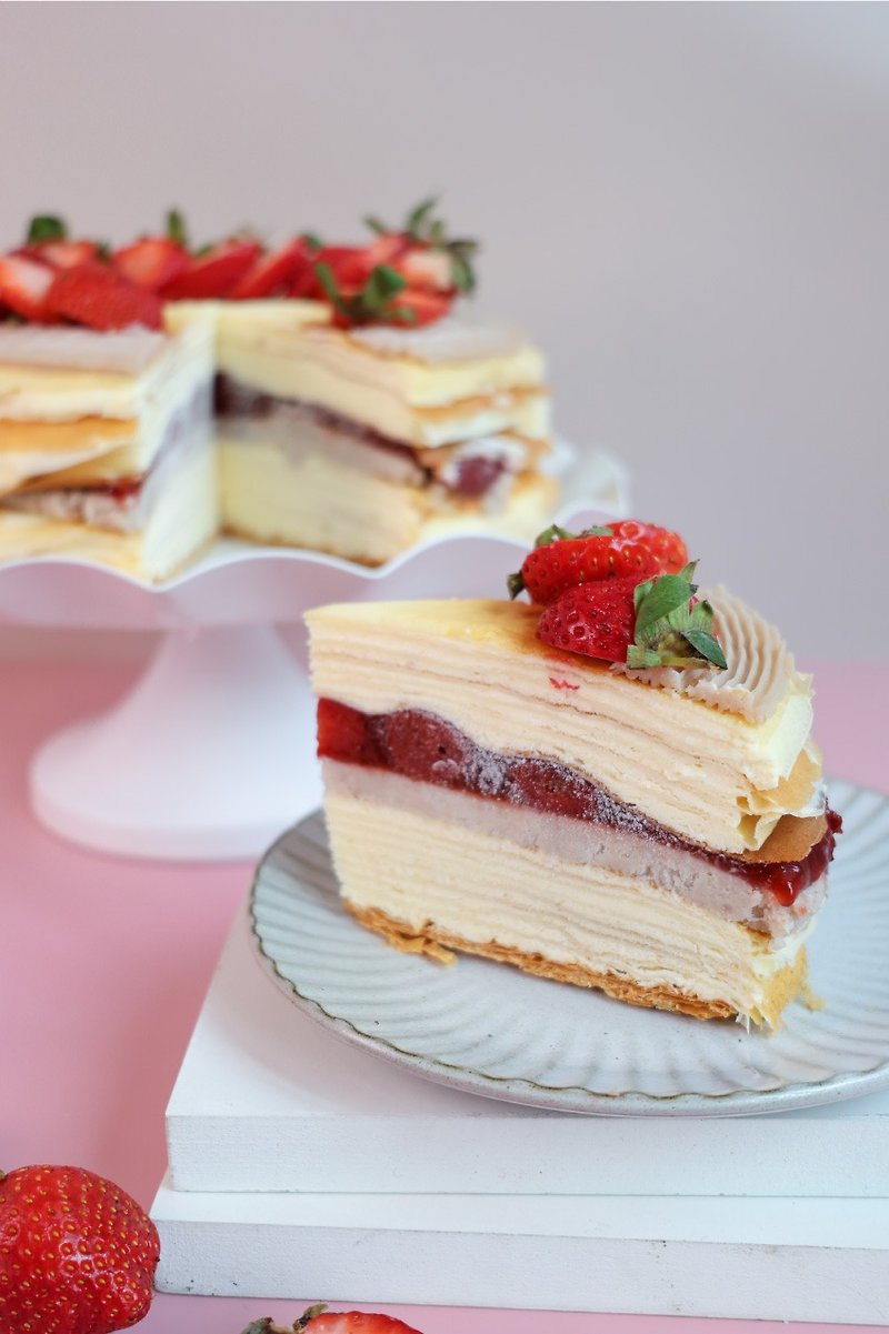 【草莓季限定】大大芋泥草莓千层(六寸/15cm) - 蛋糕/甜点 - 新鲜食材 粉红色