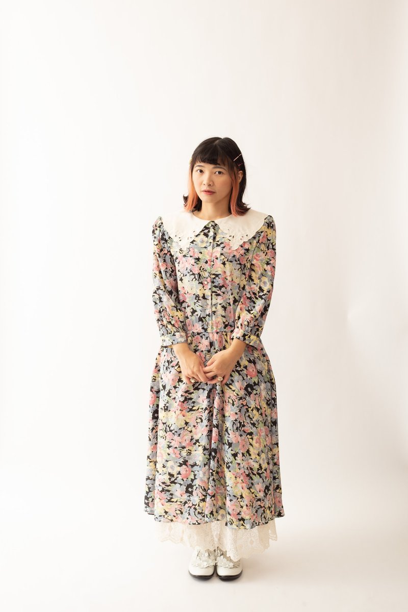 Vintage American dress 古着美式洋装【初恋贩卖所】B629 - 洋装/连衣裙 - 聚酯纤维 
