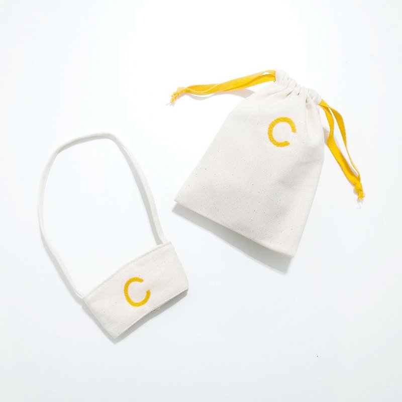 【Q-cute】饮料提袋系列-定制化字母加束口袋组 - 随行杯提袋/水壶袋 - 棉．麻 多色