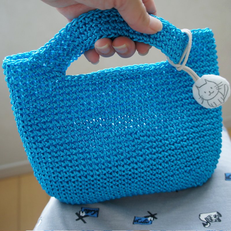 Ba-ba handmade Crochet bag  No.CSB31 - 手提包/手提袋 - 其他材质 蓝色