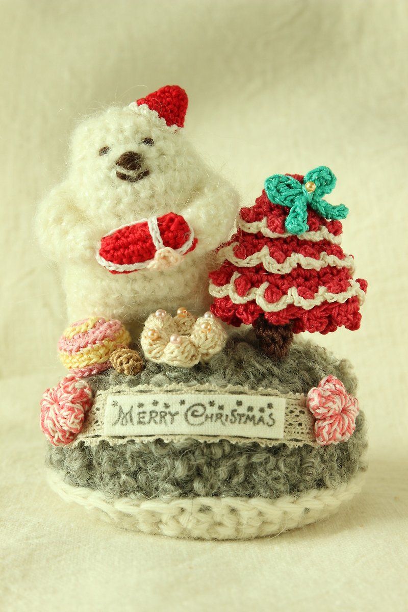 小白熊糖果圣诞树摆设 勾针编针 - 摆饰 - 羊毛 红色