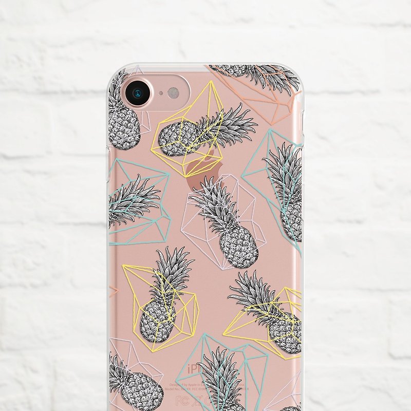 菠萝多边形-防摔透明软壳- iPhone 系列, Samsung - 手机壳/手机套 - 硅胶 多色