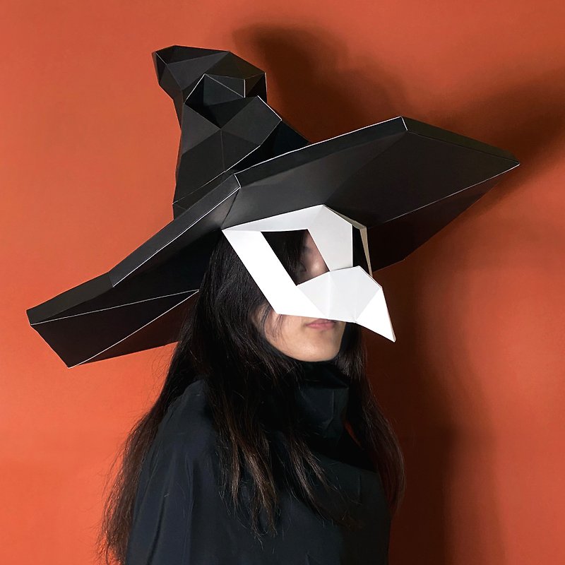 纸模型-女巫帽面罩.免裁切 - 木工/竹艺/纸艺 - 纸 黑色