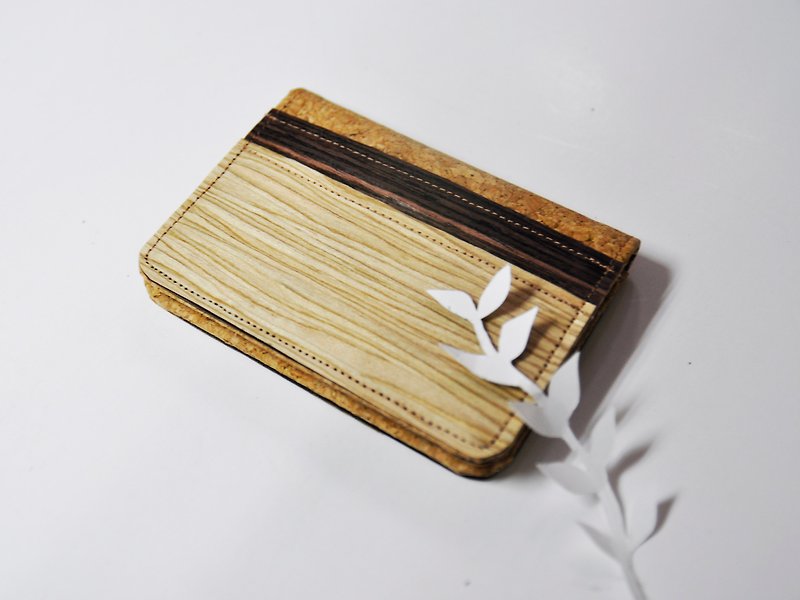 Paralife 真木片 拼软木 卡片包 量身订造 可放 工作证  刺绣名字 - 名片夹/名片盒 - 木头 咖啡色