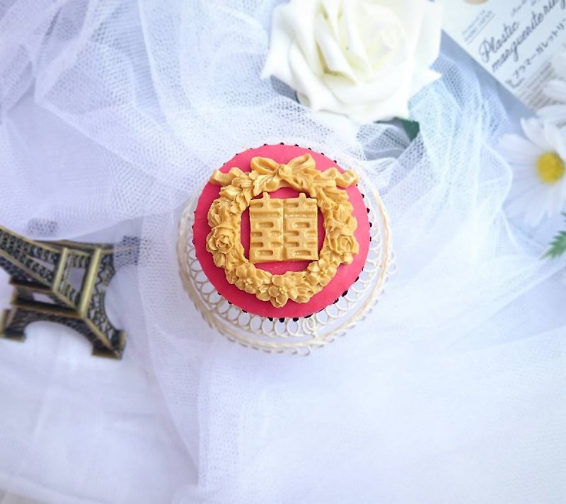 【婚礼必备】奢华中国风双喜翻糖杯子蛋糕(12颗) - 其他 - 新鲜食材 