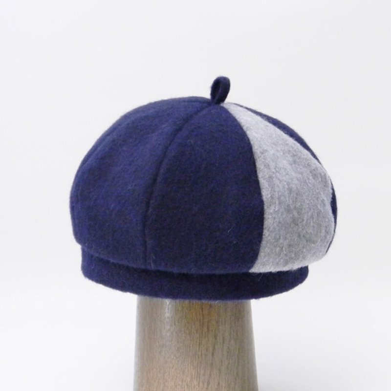 ほっこり起毛した８枚はぎのコンビのベレー帽PL1712-Navy - 帽子 - 其他材质 蓝色