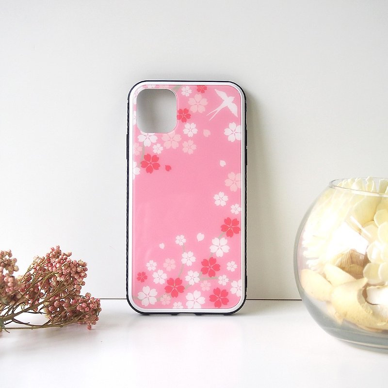 【強化ガラスiPhoneケース】桜と燕 - 手机壳/手机套 - 塑料 粉红色