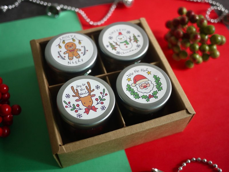 果、抺酱耶诞小礼盒 4罐装 /免费包装/交换礼物 奶素 - 果酱/抹酱 - 新鲜食材 绿色