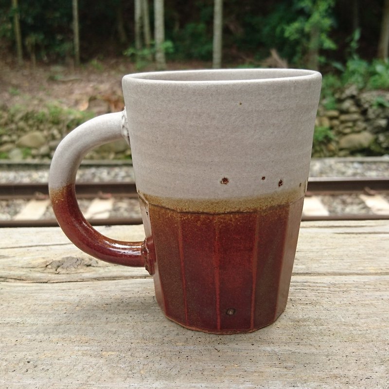 陶艺 手作 雕刻 削边  咖啡杯 马克杯 茶杯 - 咖啡杯/马克杯 - 陶 红色