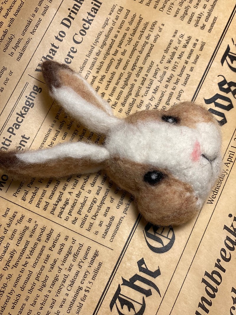 兔兔羊毛毡 磁铁 别针 - 冰箱贴/磁贴 - 羊毛 卡其色
