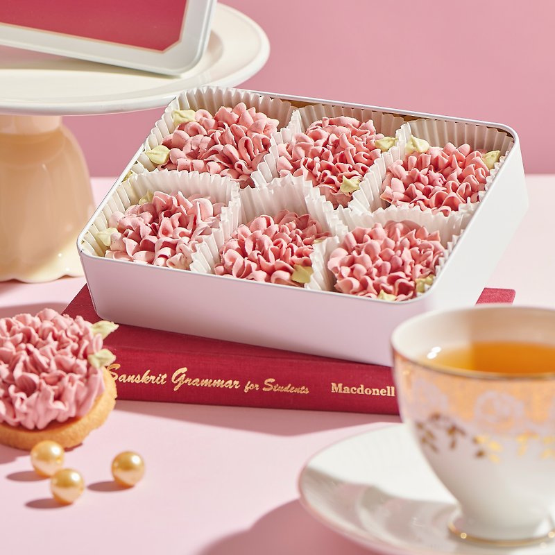 【LOVE&THANKS】浪漫限定花朵饼干礼盒 - 手工饼干 - 新鲜食材 粉红色