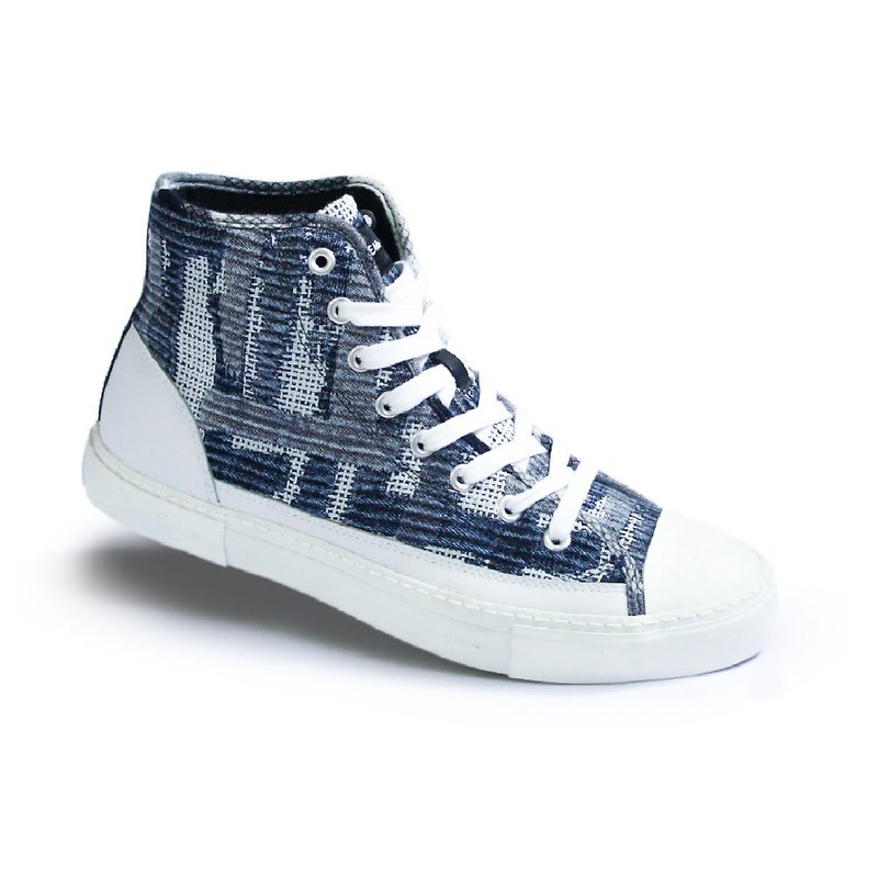 DYCTEAM - Cross Pattern Jacquard Gaotong Shoes(高筒) - 男款休闲鞋 - 其他材质 蓝色