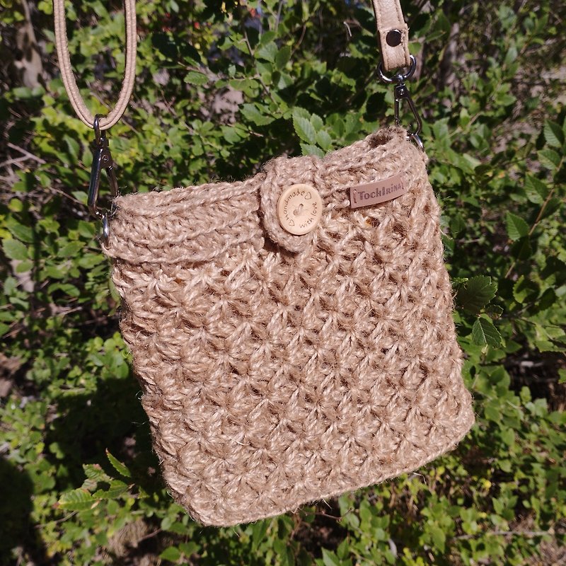 Jute bag small Phone bag crochet Crossbody crochet bag Shoulder bag purse - 其他 - 其他材质 