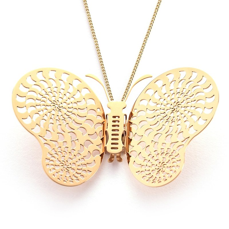 可换翅膀蝴蝶项链 光圈(金) 医疗不锈钢 长链 毕业礼物 包装精美 - 项链 - 其他金属 金色
