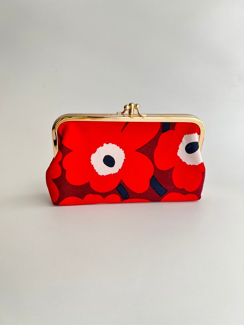 Marimekko 口金包 | 化妆包 | 钱包 | 晚间婚宴包 - 皮夹/钱包 - 棉．麻 红色