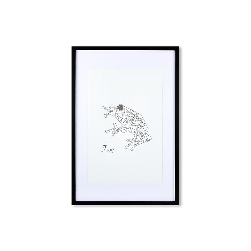 装饰画相框 动物 几何线条 青蛙 黑色框 63x43cm 室内设计 布置 - 画框/相框 - 木头 黑色