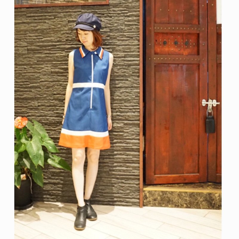 retro one-piece dress vanina - 洋装/连衣裙 - 聚酯纤维 蓝色