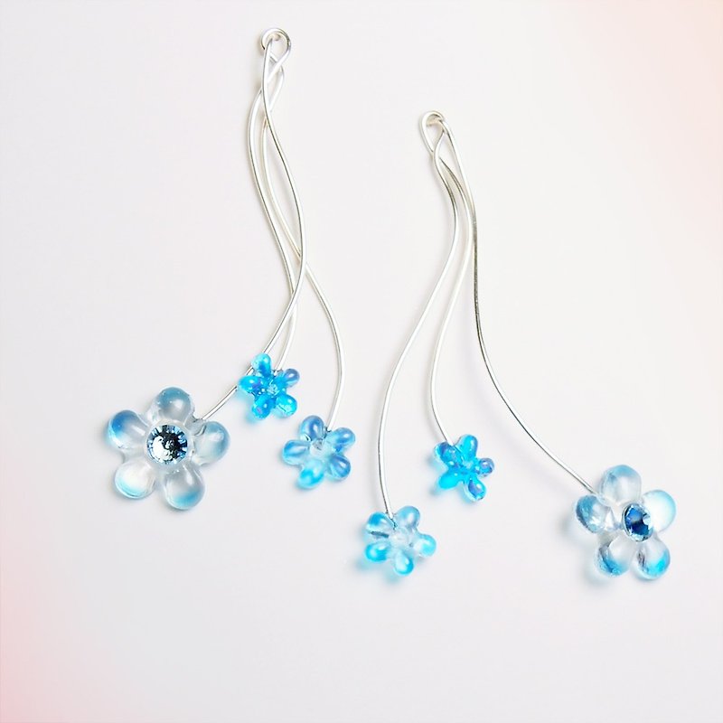 小花园两戴式纯银耳针/耳夹(一对 / 2色可选择) - 耳环/耳夹 - 其他材质 蓝色
