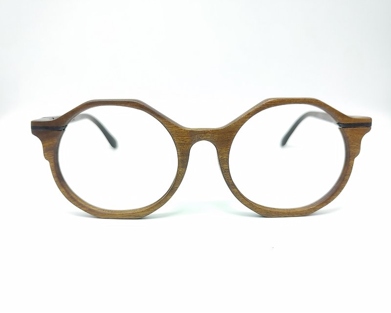 精致手工木制眼镜 原木眼镜 台湾手工制造/赠送桧木手机平板架 - 眼镜/眼镜框 - 木头 咖啡色