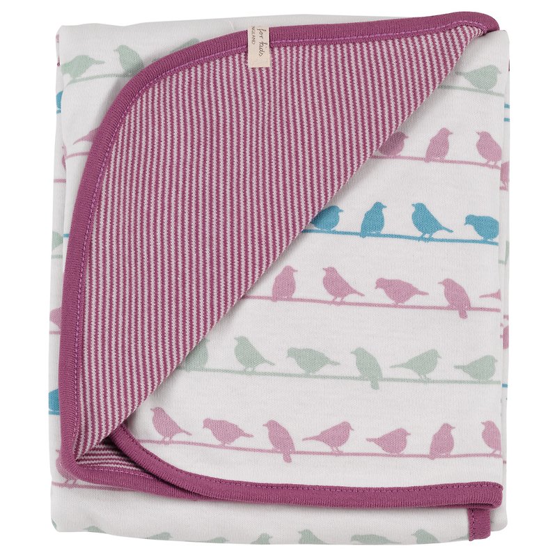 100% 有机棉  紫色小鸟 婴儿包巾 英国品牌 - 满月礼盒 - 棉．麻 紫色