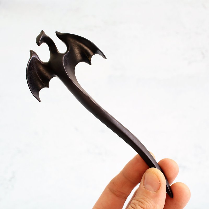 Black dragon hair stick, dragon hairpin, wooden hair accessories handmade