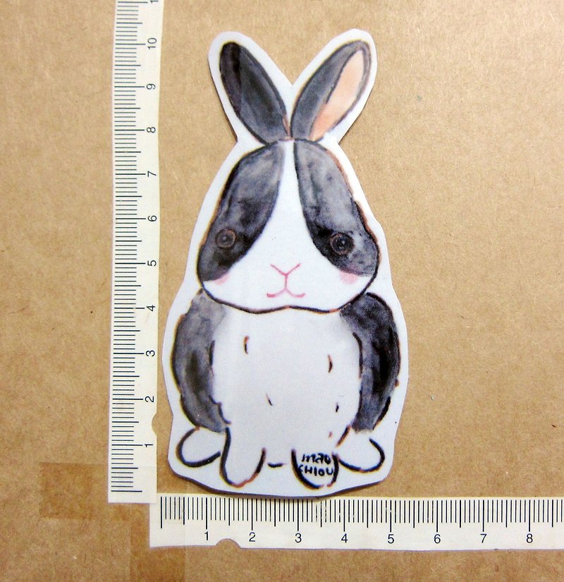 手绘插画风格 完全 防水贴纸 兔子 道奇兔 黑兔 - 贴纸 - 防水材质 黑色