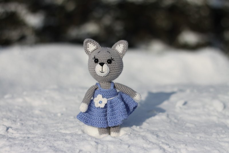 Crochet kitty, Crochet kitty Stuffed, toy knitted kitty, Cute plush animals - 玩具/玩偶 - 羊毛 
