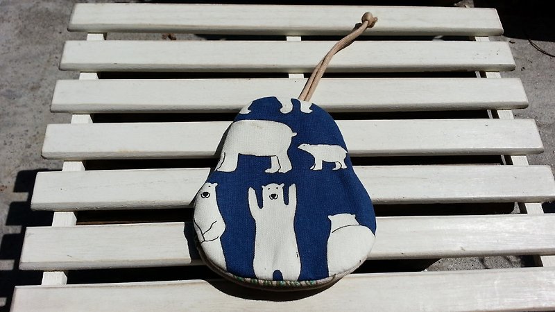 北极熊(暗蓝)  梨型钥匙包【K170626】 - 钥匙链/钥匙包 - 棉．麻 多色