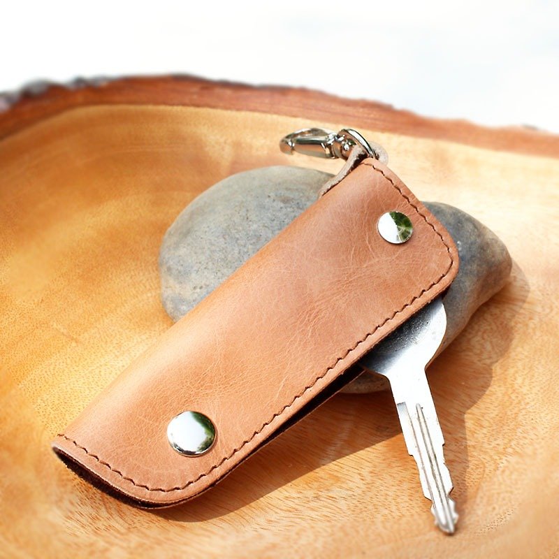 Car Key Case - Beige (Genuine Cow Leather) / Key Case / key Holder - 钥匙链/钥匙包 - 真皮 