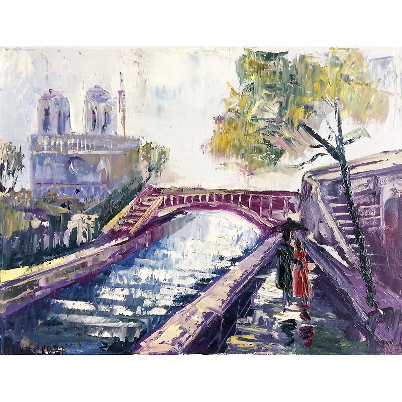巴黎绘画,欧洲城市原创油画,法国巴黎圣母院 - 海报/装饰画/版画 - 棉．麻 