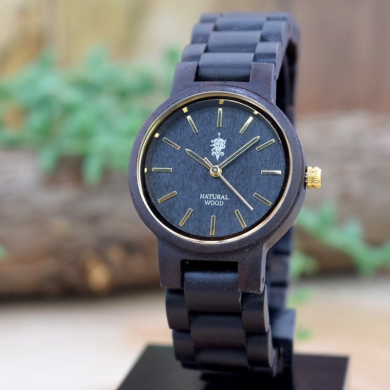 EINBAND Dank Ebony & Gold 32mm Wooden Watch - 对表/情侣表 - 木头 咖啡色