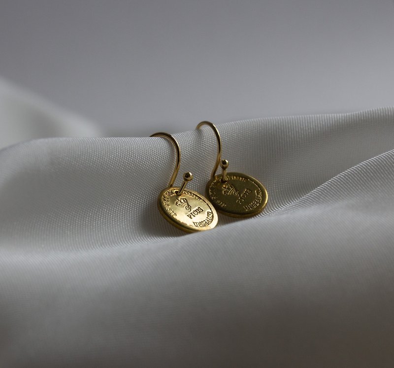 日本PICUS 黄铜迷你铜板耳环 - 耳环/耳夹 - 铜/黄铜 金色
