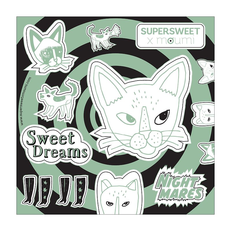 Nightmares/Sweet Dreams Sticker - 贴纸 - 纸 绿色