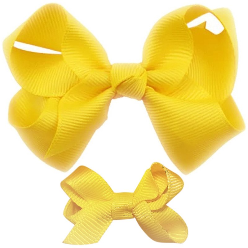 Cutie Bella 蝴蝶结全包布 手工发饰中小套装2入发夹-Sunny - 发饰 - 聚酯纤维 黄色