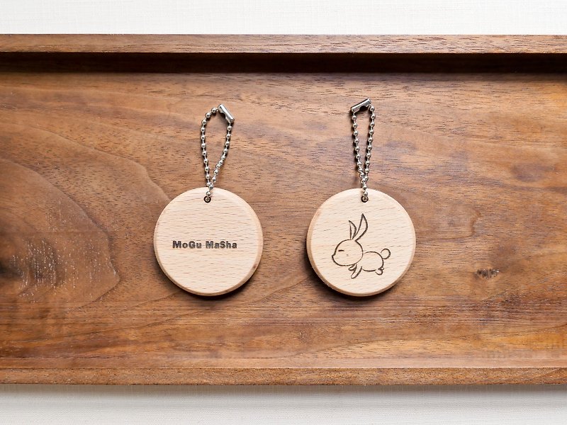月兔小饼 钥匙圈 吊饰 中秋小物 - 钥匙链/钥匙包 - 木头 
