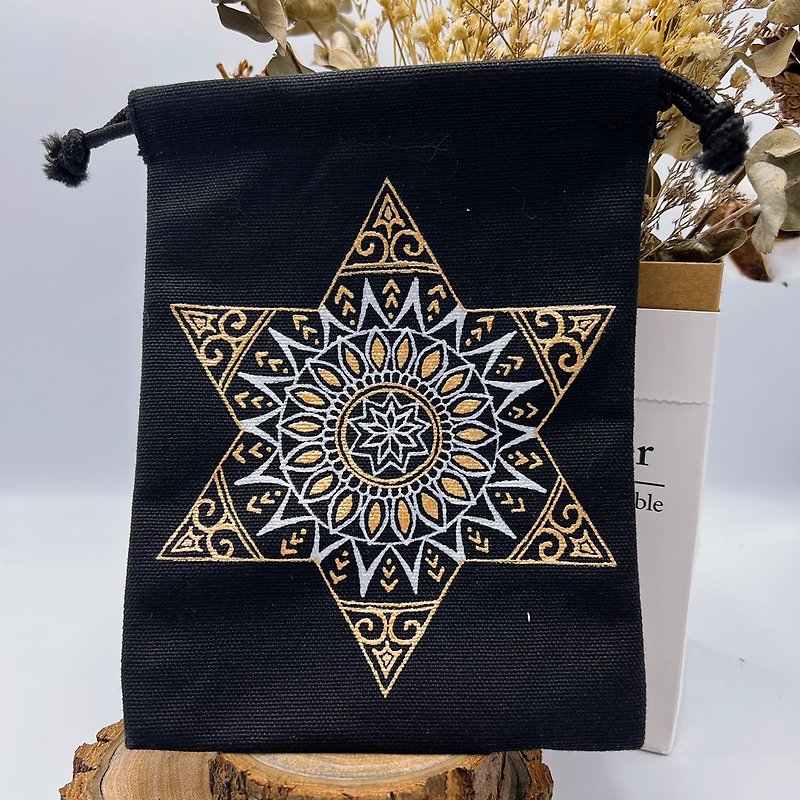纯手工绘制 曼陀罗 束口袋【星耀】帆布袋 胚布袋 Henna Mandala