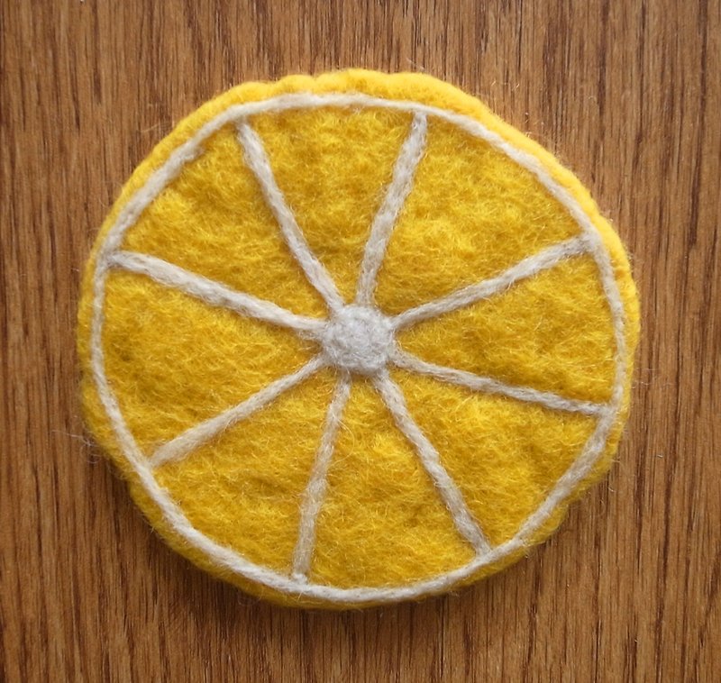 羊毛毡  手工 杯垫 水果 柠檬片 黄 - 杯垫 - 羊毛 黄色