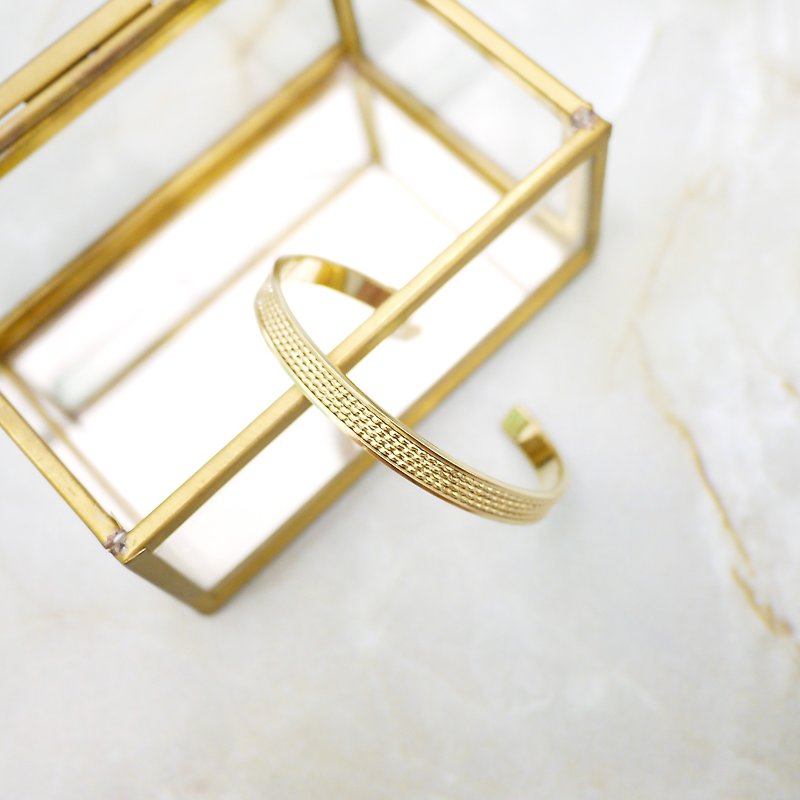 简约编织纹黄铜 手环 - 手链/手环 - 其他金属 金色