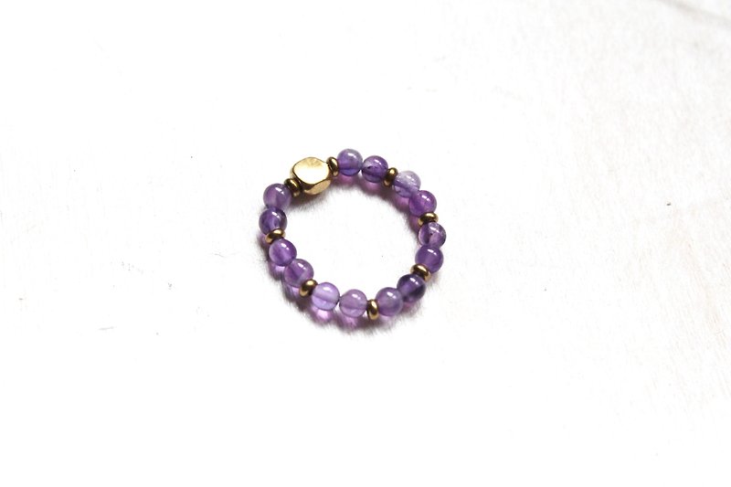 Amethys紫水晶经典天然石弹性戒指 - 戒指 - 宝石 紫色