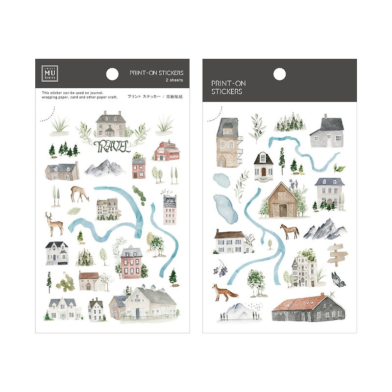 【Print-On Stickers 转印贴纸】no.67-旅行地图 | 插画师系列 - 贴纸 - 其他材质 灰色
