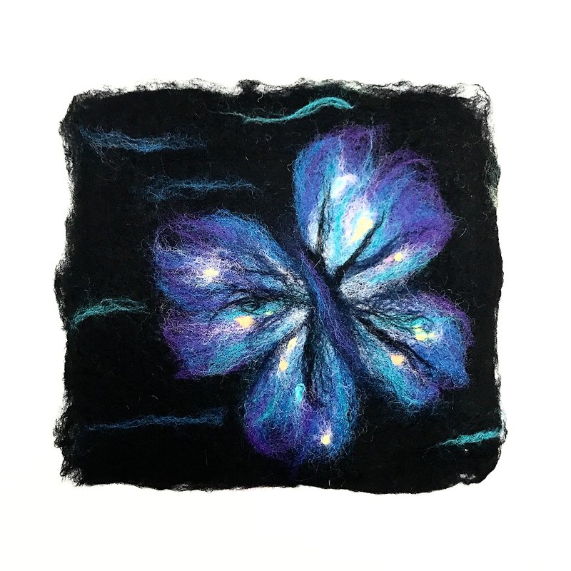 交换礼物-羊毛毡桌垫-花与蝶-双面使用 - 餐垫/桌巾 - 羊毛 蓝色