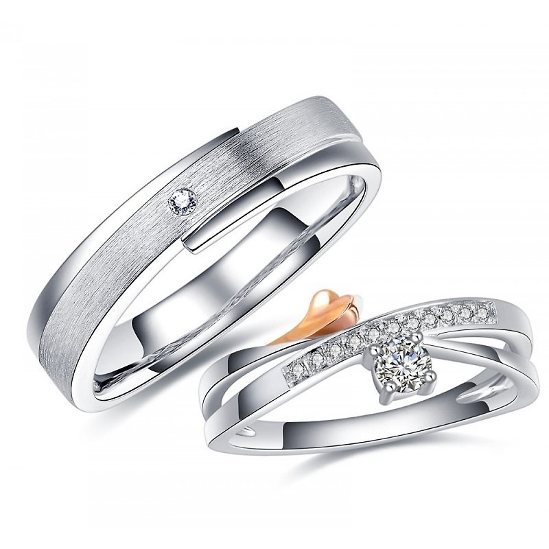 爱的誓言 钻石白钢对戒 求婚 结婚推荐(戒围加大不加价) - 对戒 - 钻石 银色