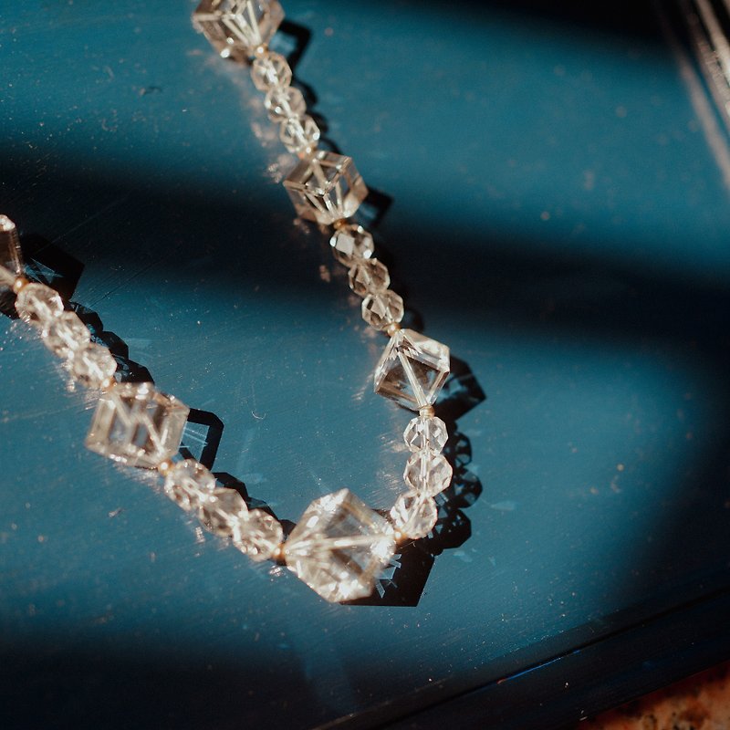 天然石白水晶项链vintage古董饰品项链母亲节 礼物 - 项链 - 水晶 白色